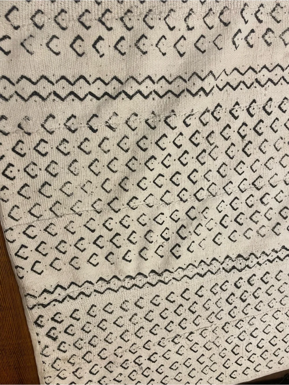 Handmade African White and Black Mudcloth Throw Blanket